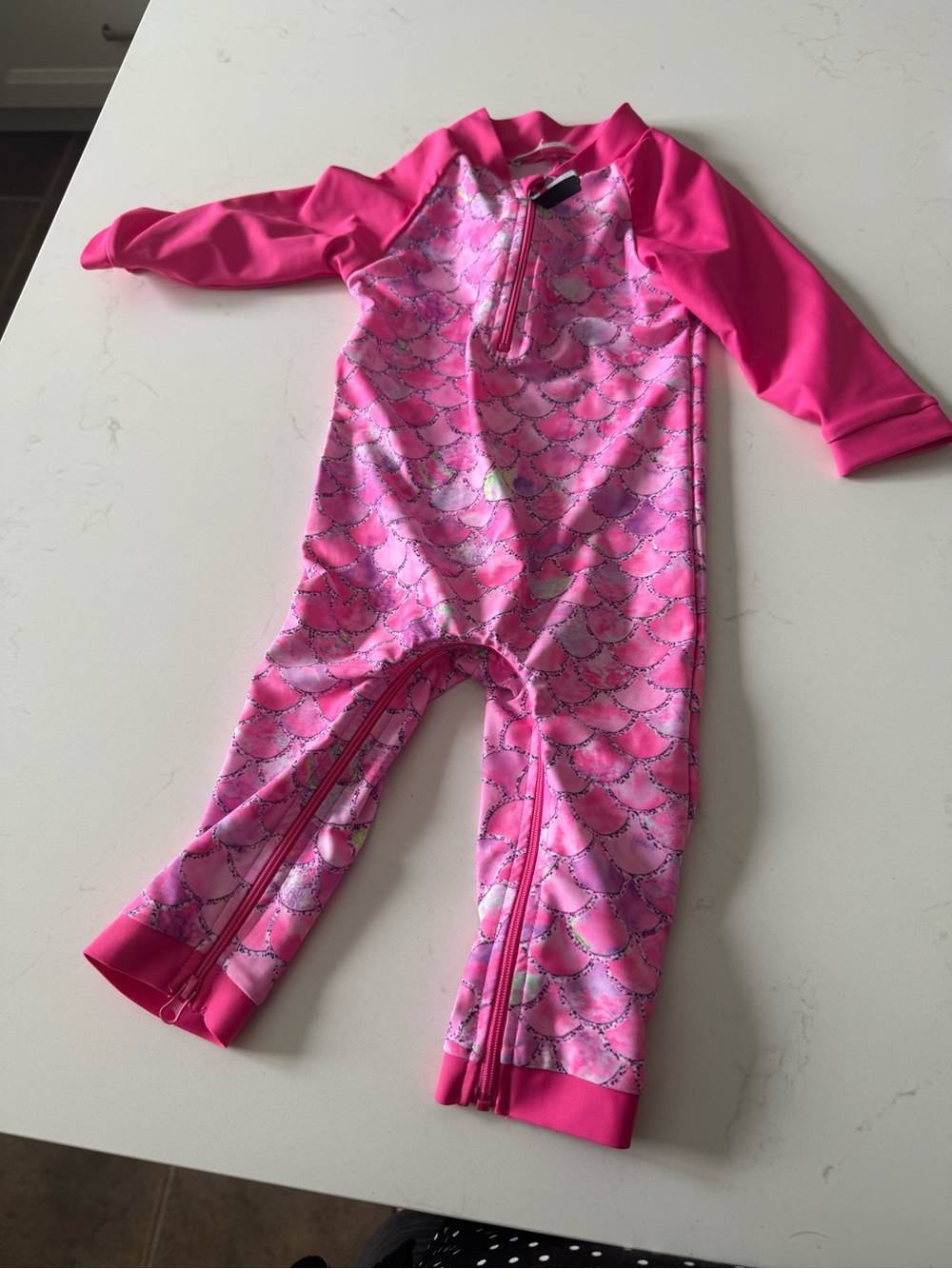 Girls Pink One-Piece Rash Guard Swimsuit